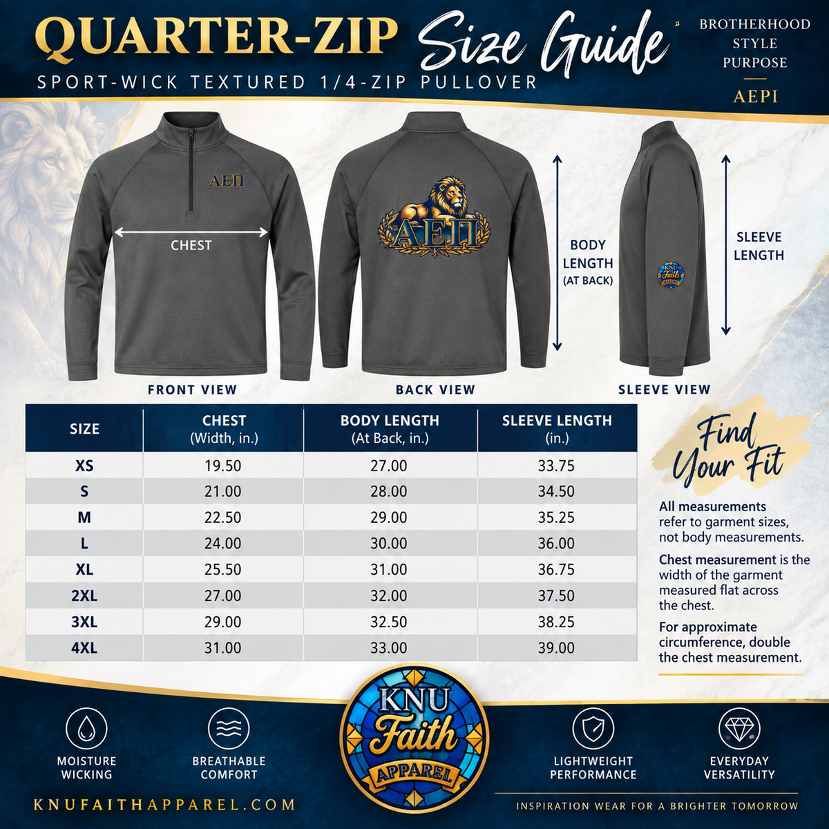 AEPi Legacy Lion Quarter Zip Pullover