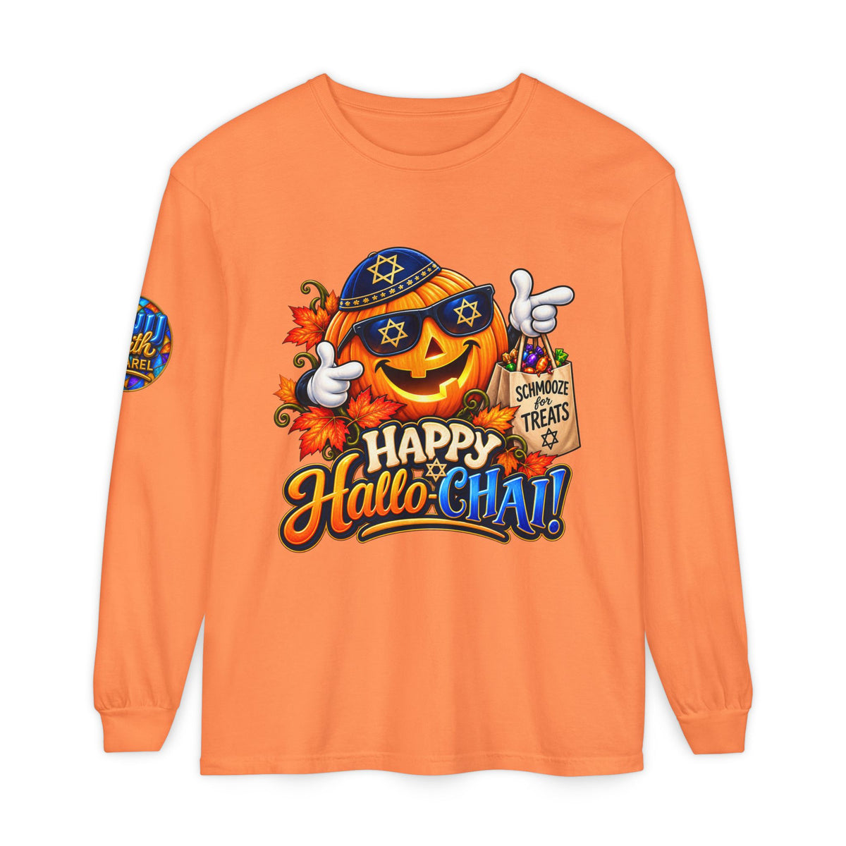 Happy Hallo Chai Jewish Halloween Long Sleeve Shirt Funny Chai Holiday Tee