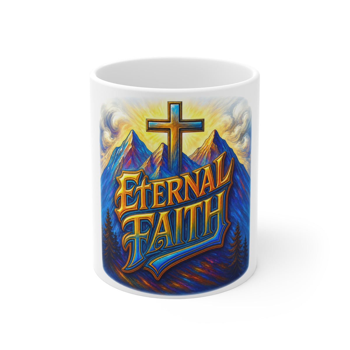 Eternal Faith Cross Mug Inspirational Christian Coffee Cup Religious Gift
