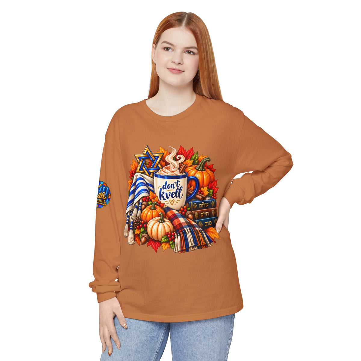 Dont Kvell Jewish Fall Long Sleeve Shirt Cozy Autumn Judaica Graphic Tee
