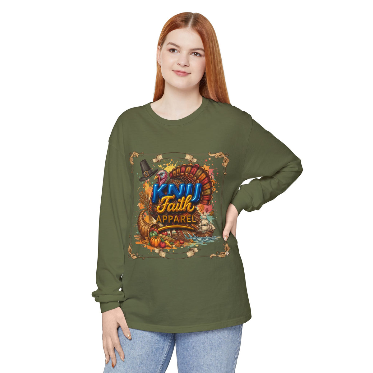 KNU Faith Apparel Thanksgiving Turkey Fall Long Sleeve Shirt