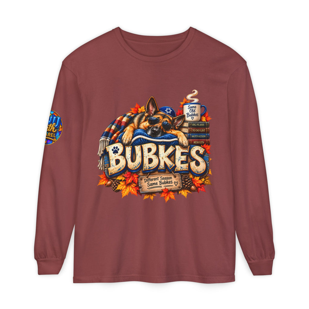 Bubkes Jewish Fall Long Sleeve Shirt Funny Yiddish Autumn Graphic Tee