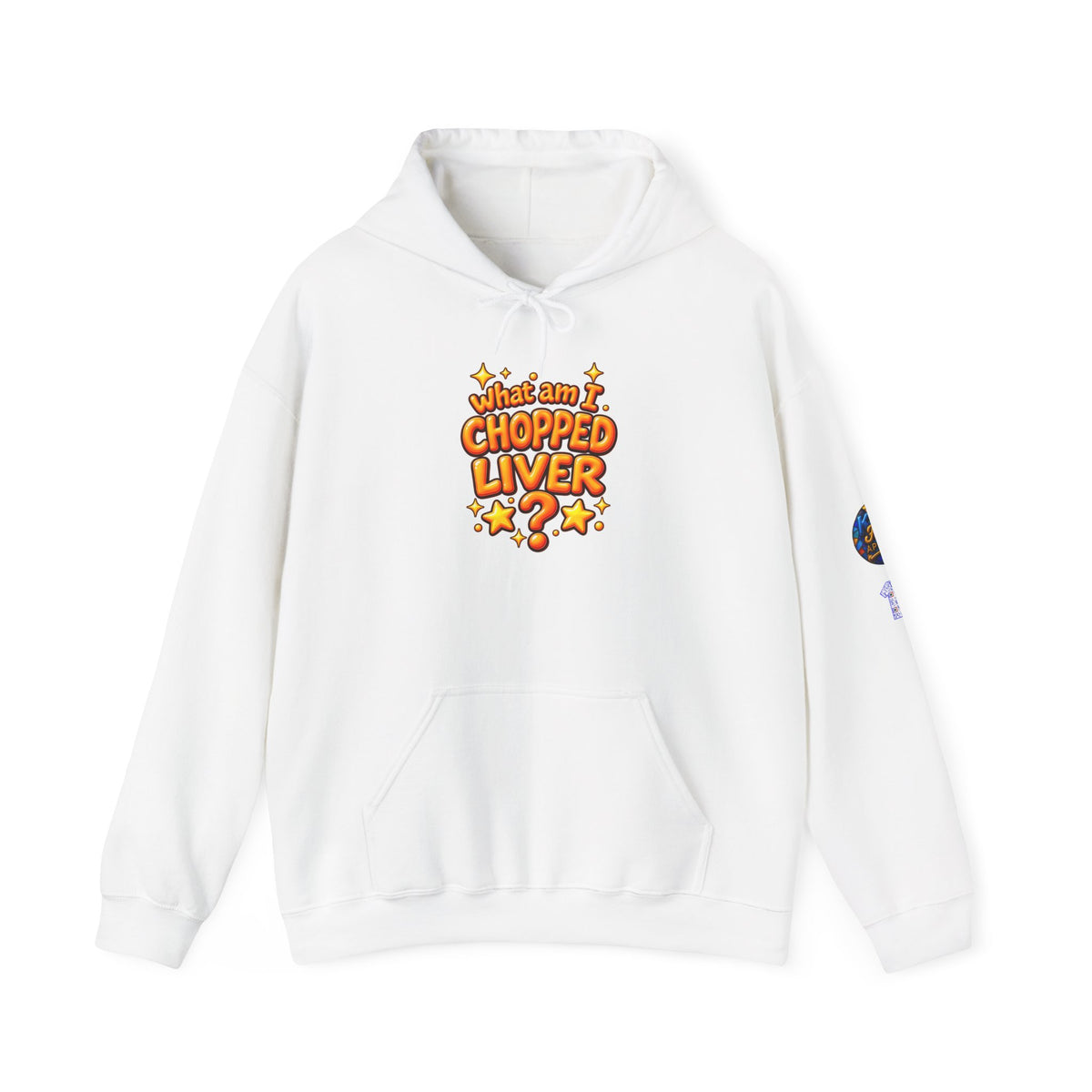 What Am I? Chopped Liver? Hoodie | Funny Retro Sticker Style Chest Design