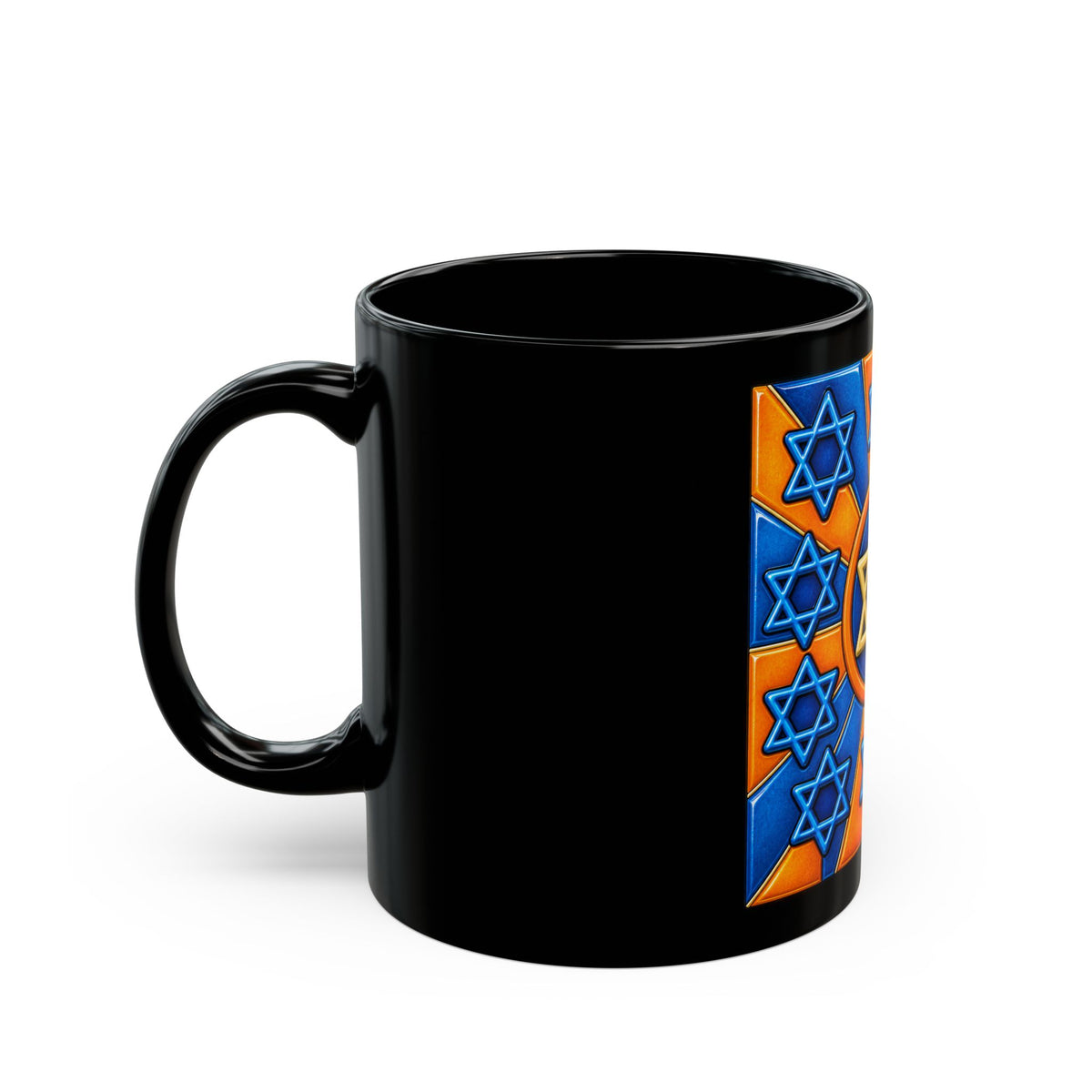 Star of David Jewish Mug Blue Orange Judaica Gift