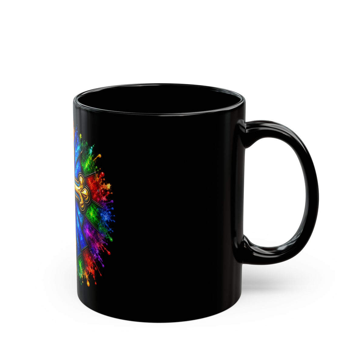 Colorful Cross Christian Mug Stained Glass Faith Gift