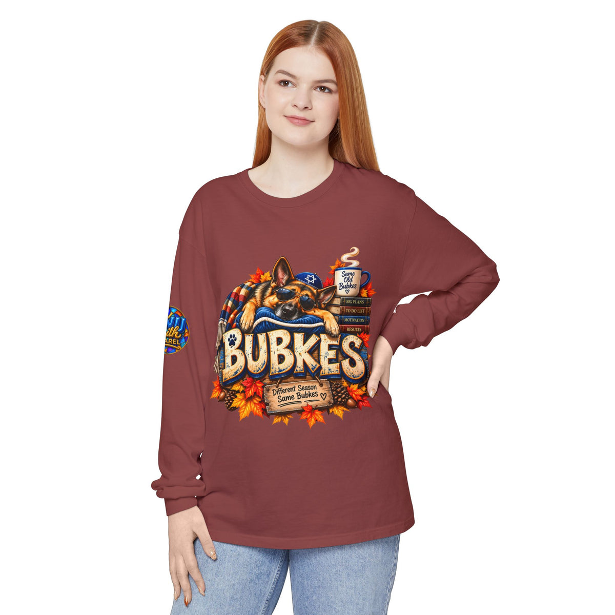 Bubkes Jewish Fall Long Sleeve Shirt Funny Yiddish Autumn Graphic Tee