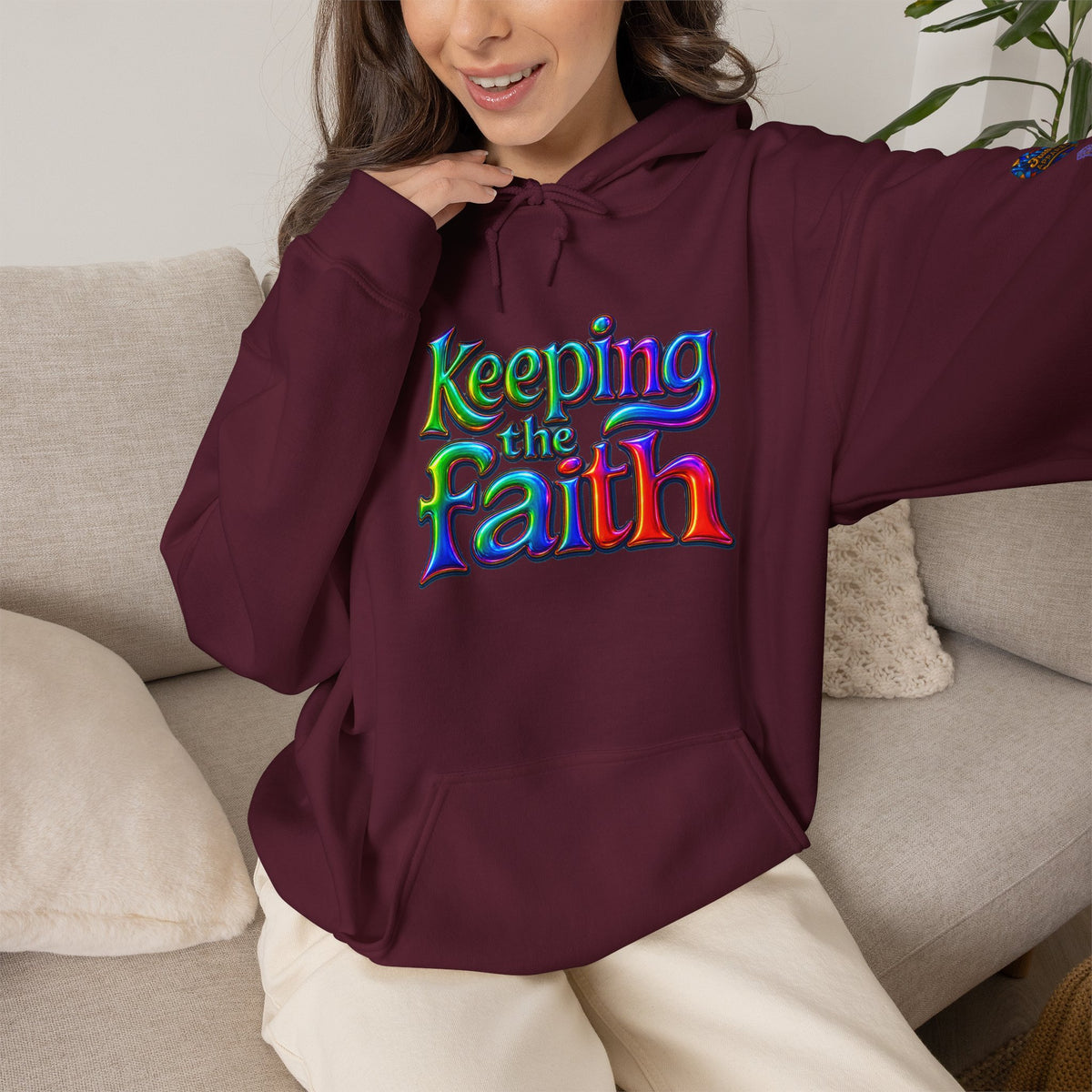 Keeping the Faith Hoodie | Rainbow Script Faith Apparel