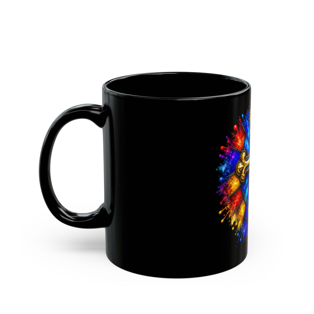 Colorful Cross Christian Mug Stained Glass Faith Gift