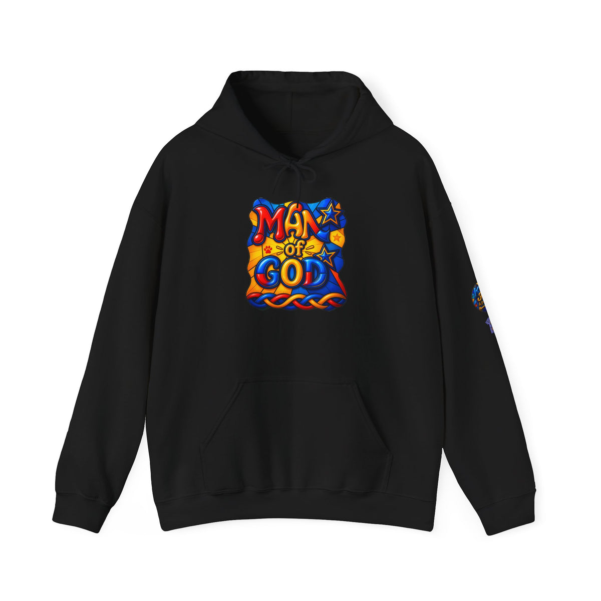 Man of God colorful retro lettering Hoodie | faith graphic pullover