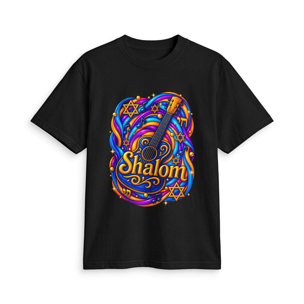 Shalom in Harmony – Colorful Jewish Music & Faith Graphic T-Shirt