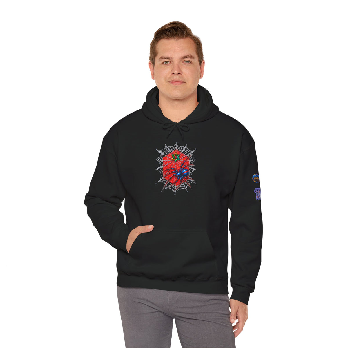 Jewish Spider Web Hoodie  Star of David Web Graphic Sweatshirt