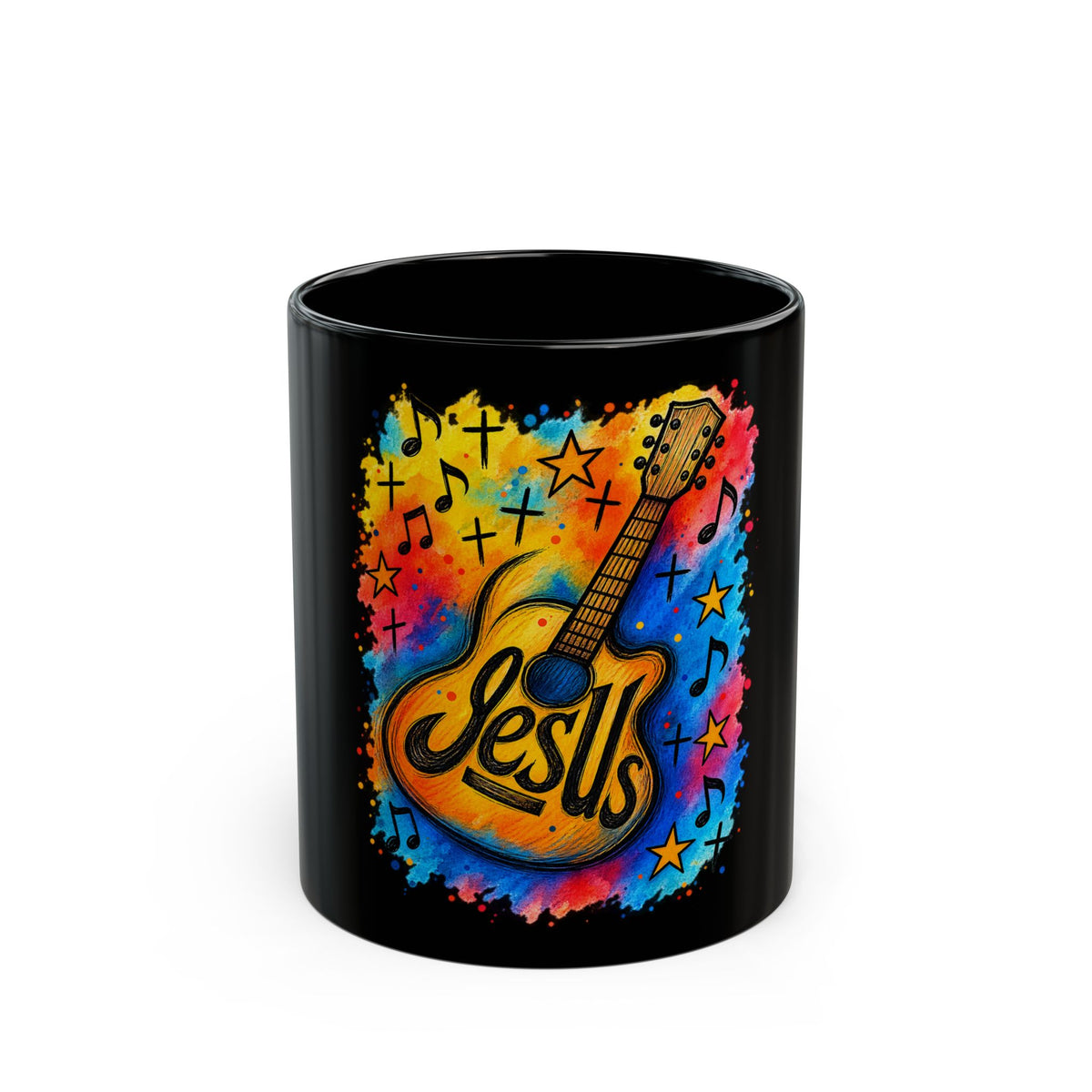 Jesus Guitar Christian Mug Colorful Faith Music Gift