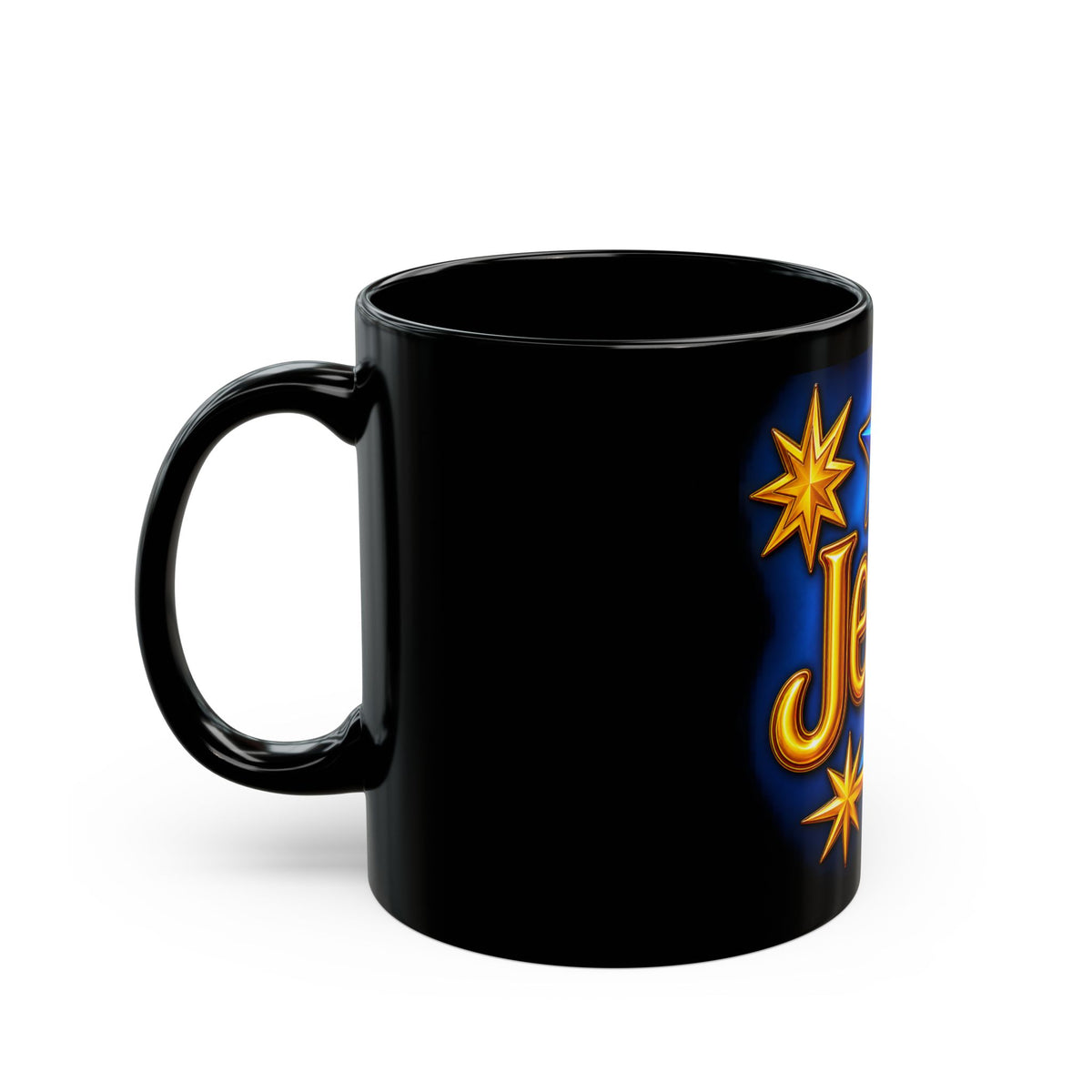 Jesus Stars Christian Mug Blue Gold Faith Gift