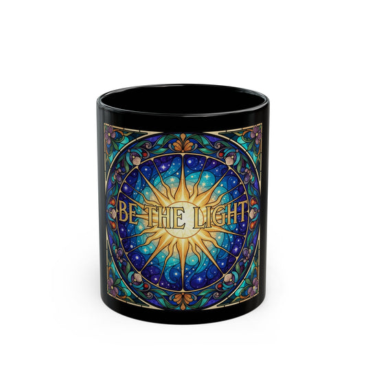 Be the Light Stained Glass Black Mug