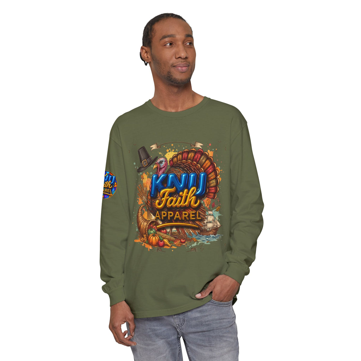 KNU Faith Apparel Thanksgiving Turkey Fall Long Sleeve Shirt