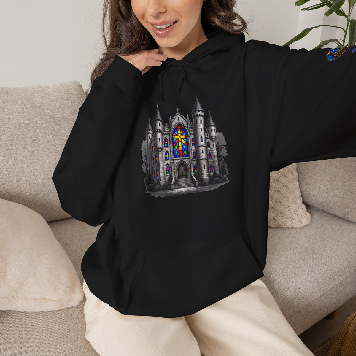 Gothic Cathedral Stained Glass Hoodie | Church Architecture Sweatshirt