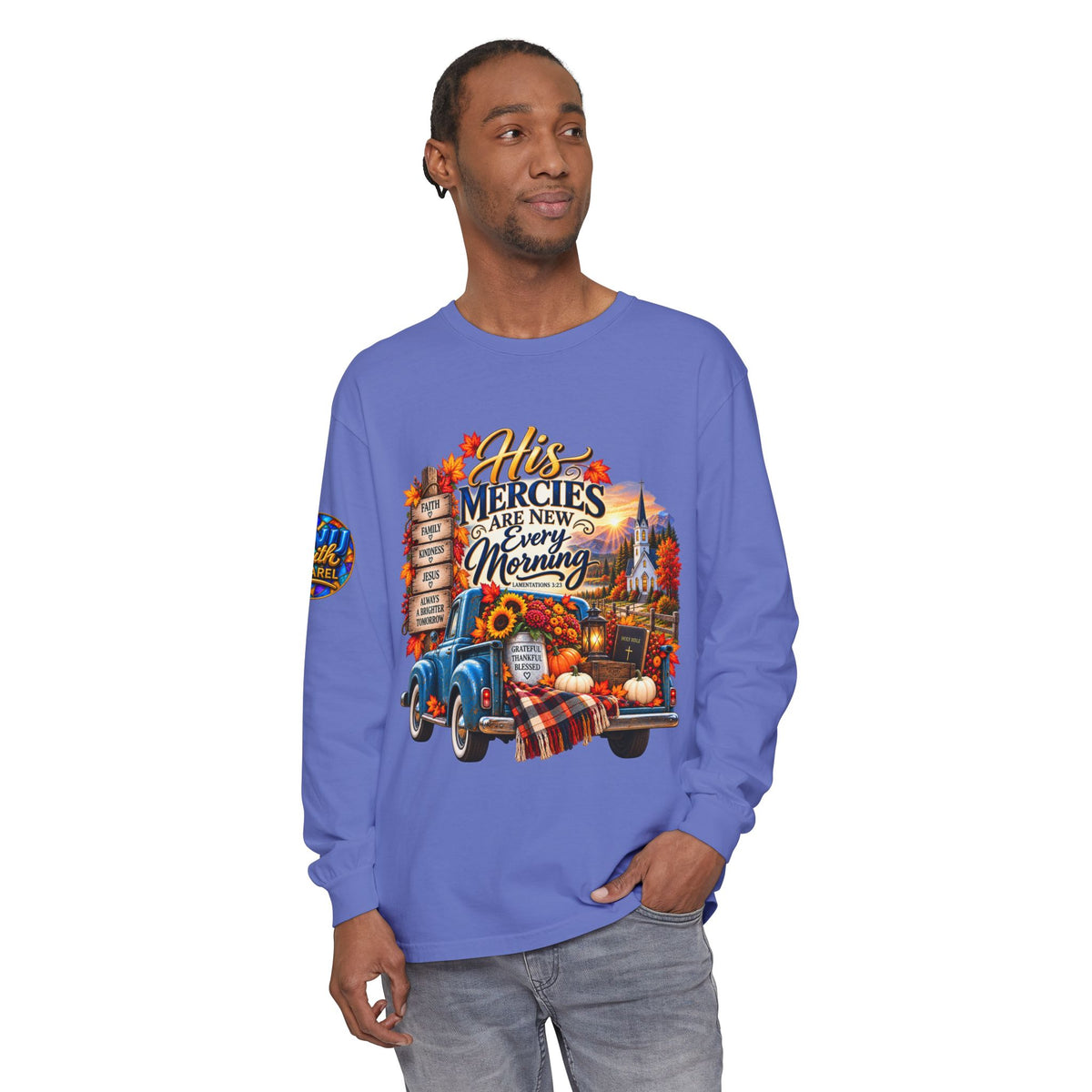 His Mercies Are New Every Morning Christian Fall Long Sleeve Shirt Lamentations 3 23 Faith Tee