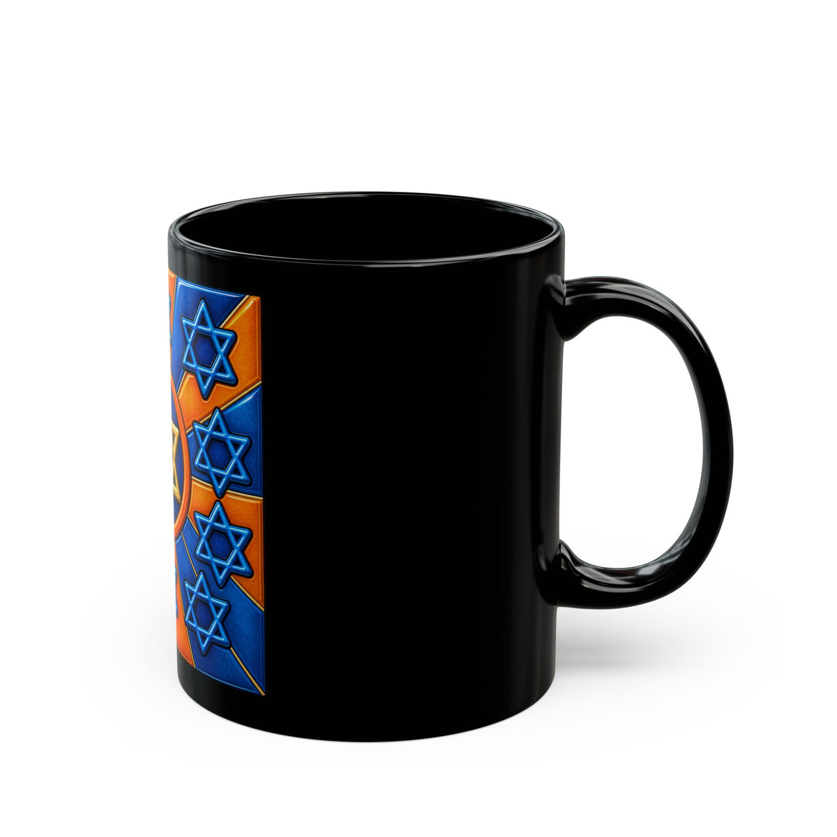 Star of David Jewish Mug Blue Orange Judaica Gift