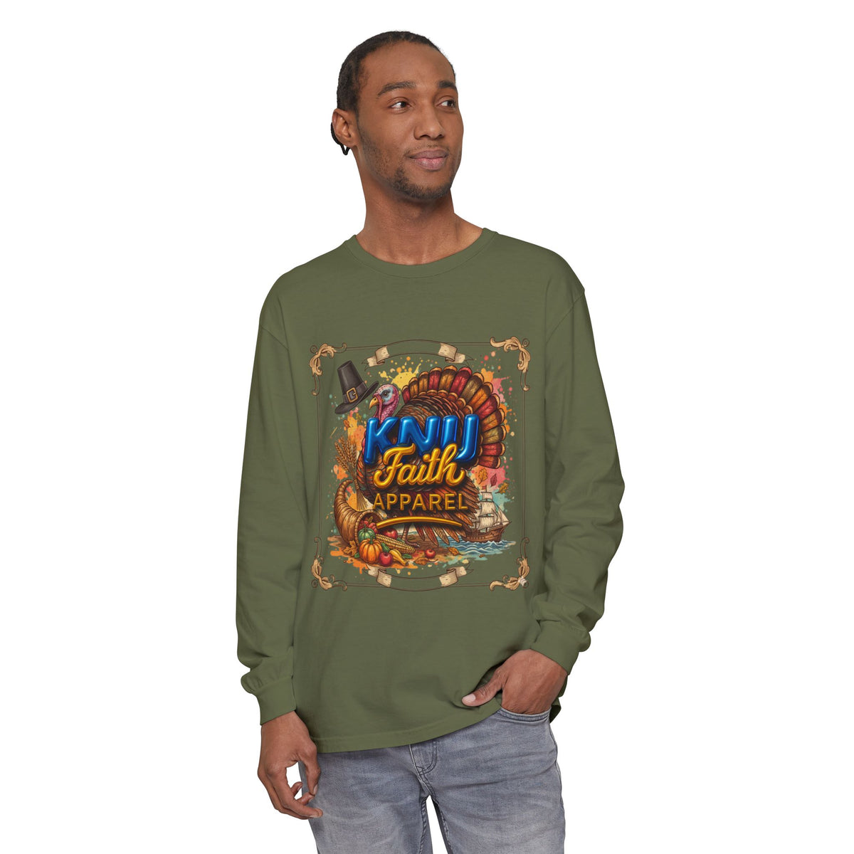 KNU Faith Apparel Thanksgiving Turkey Fall Long Sleeve Shirt