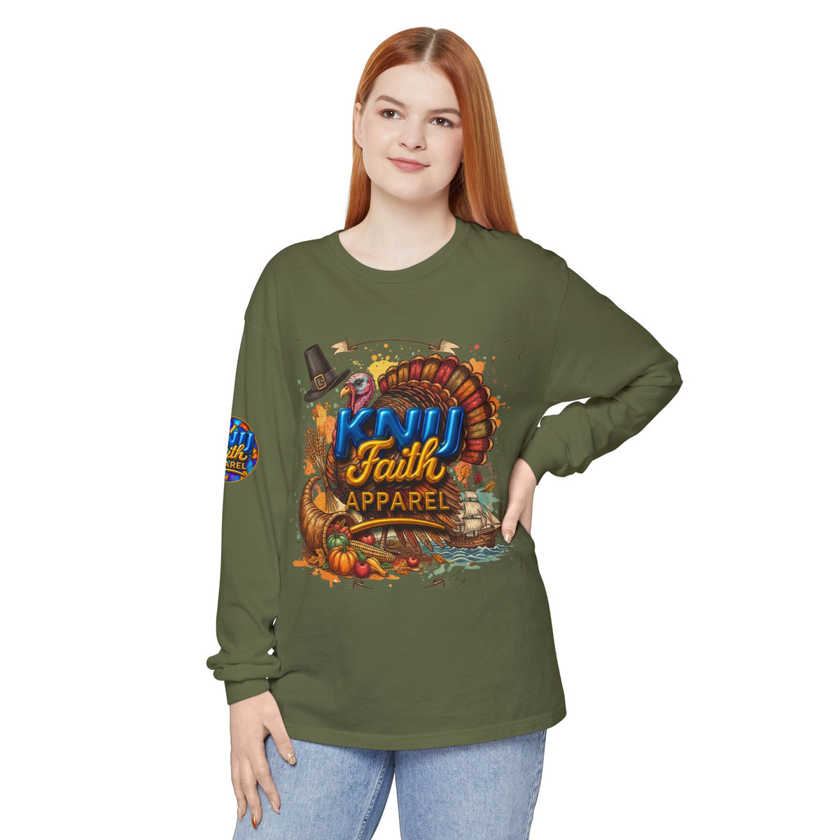 KNU Faith Apparel Thanksgiving Turkey Fall Long Sleeve Shirt