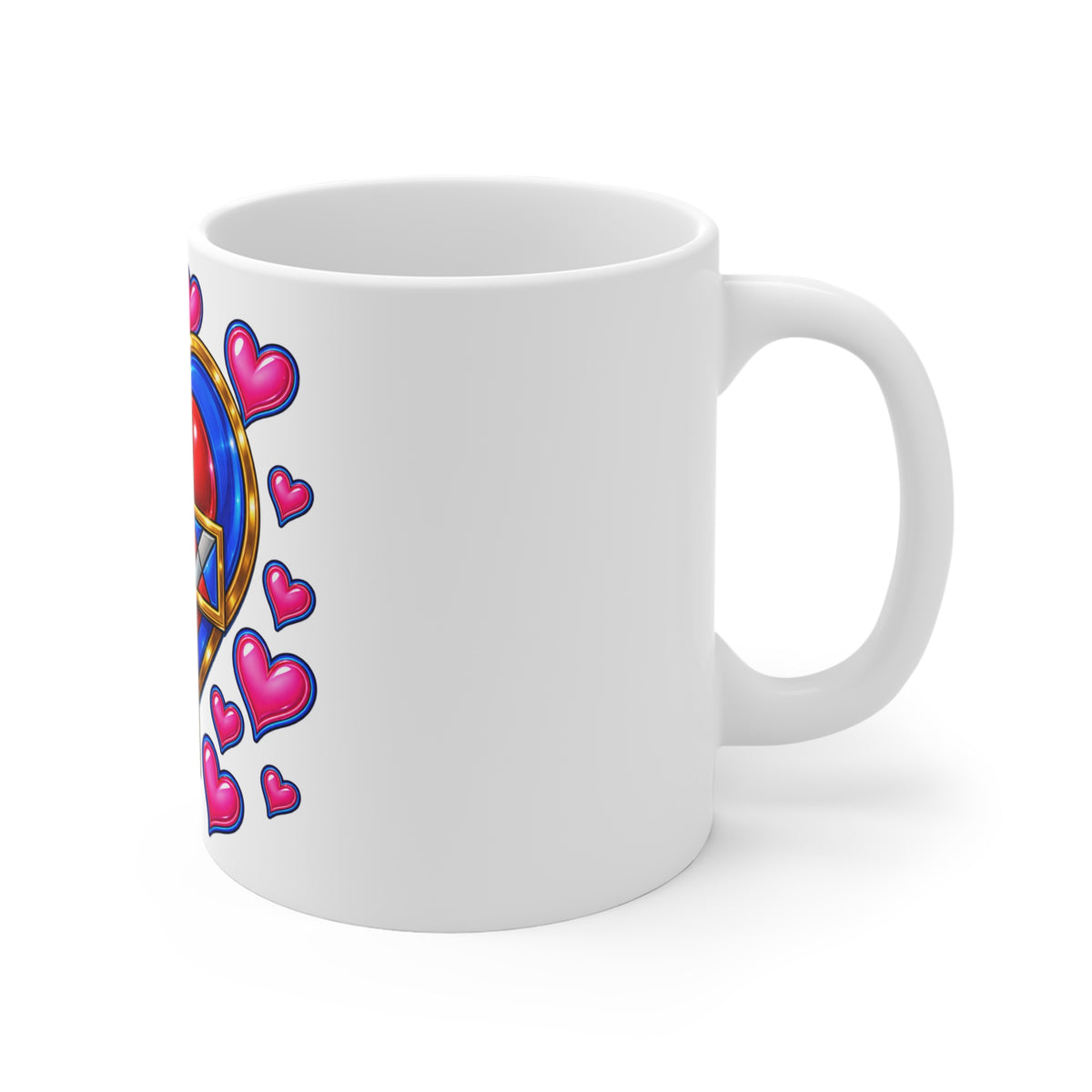Colorful Heart and Cross Mug Christian Love Faith Coffee Cup Religious Gift