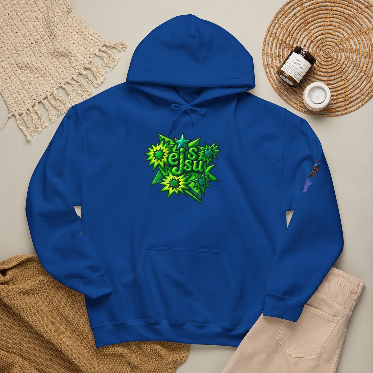 Neon Green Comic Burst Jesus Hoodie | Graphic Streetwear Pullover