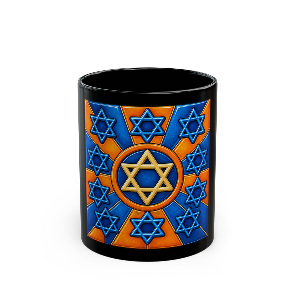 Star of David Jewish Mug Blue Orange Judaica Gift