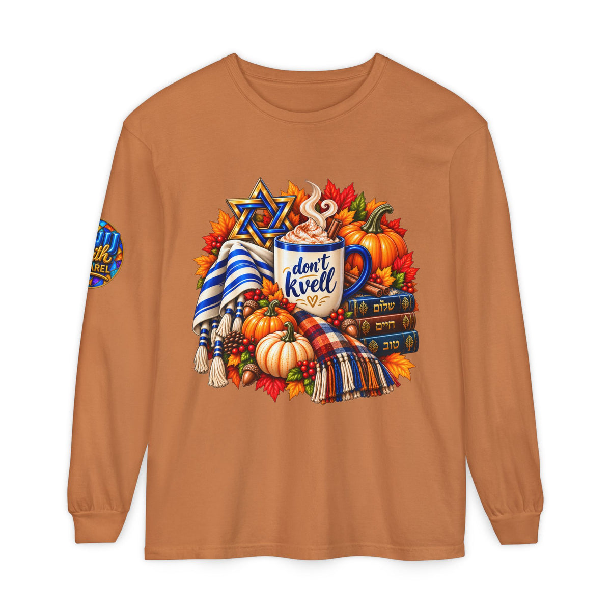 Dont Kvell Jewish Fall Long Sleeve Shirt Cozy Autumn Judaica Graphic Tee