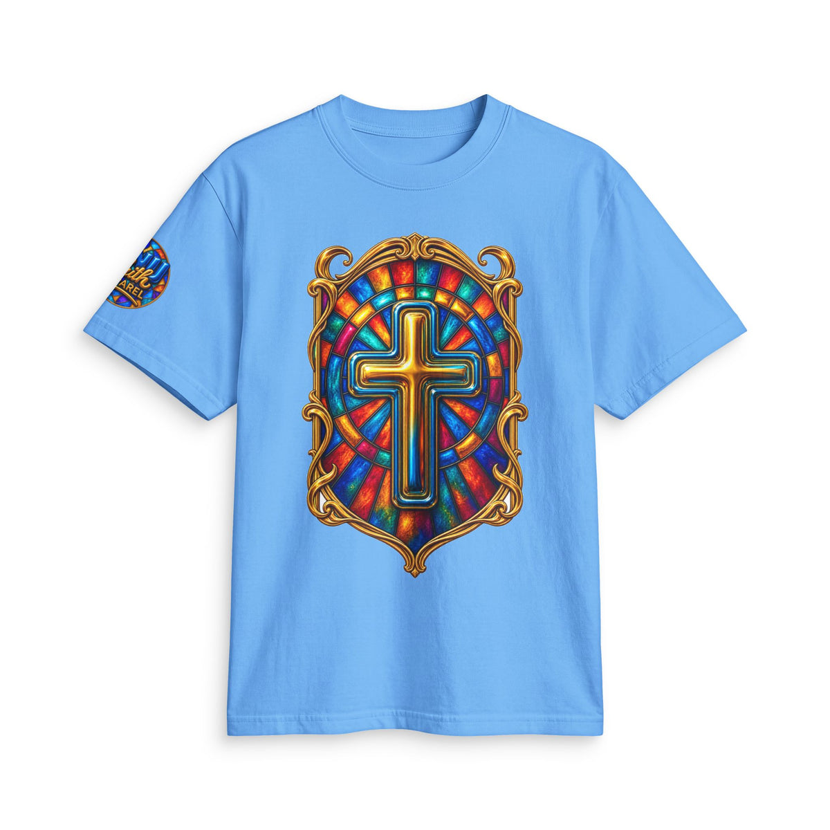Stained Glass Cross Christian T Shirt Colorful Faith Shirt Religious Graphic Tee Christian Gift