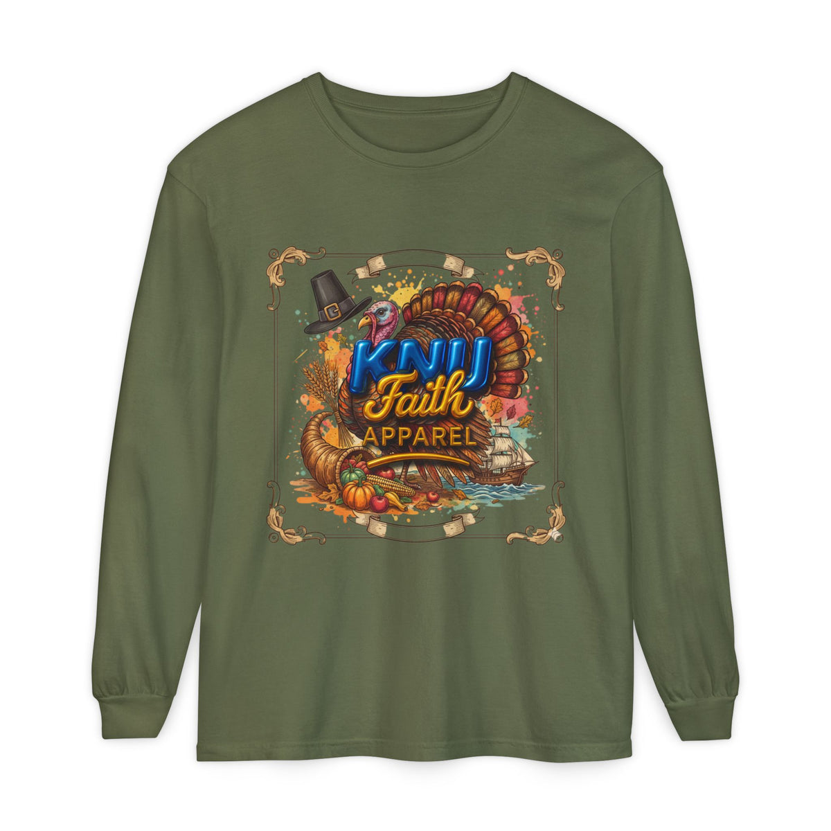 KNU Faith Apparel Thanksgiving Turkey Fall Long Sleeve Shirt