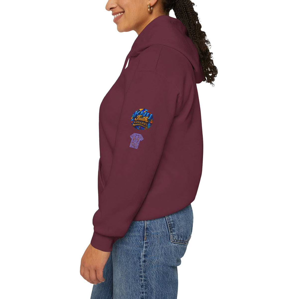 Religious Cross Mosaic Hoodie | Colorful Christian Faith Artwork